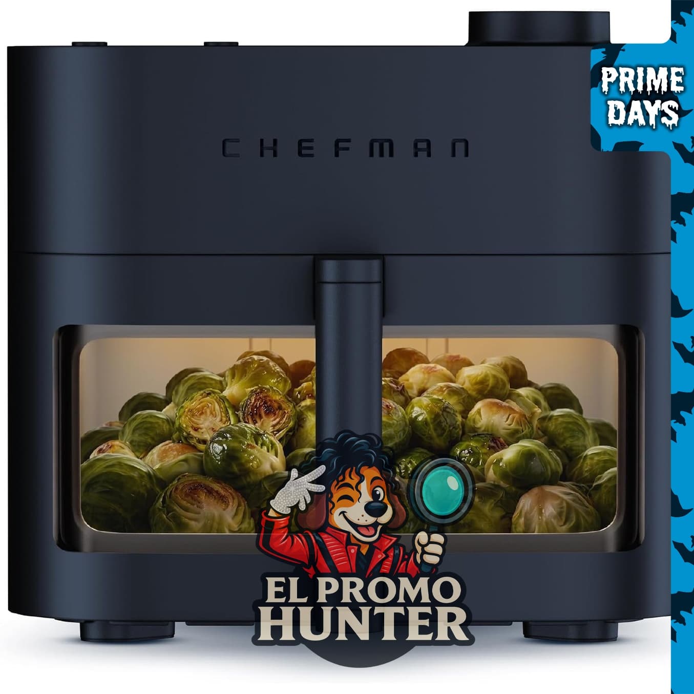 Chefman Freidora de aire Crispinator 7 en 1, capacidad de 8 cuartos (7.6 L), temperatura máxima de 232 °C.
