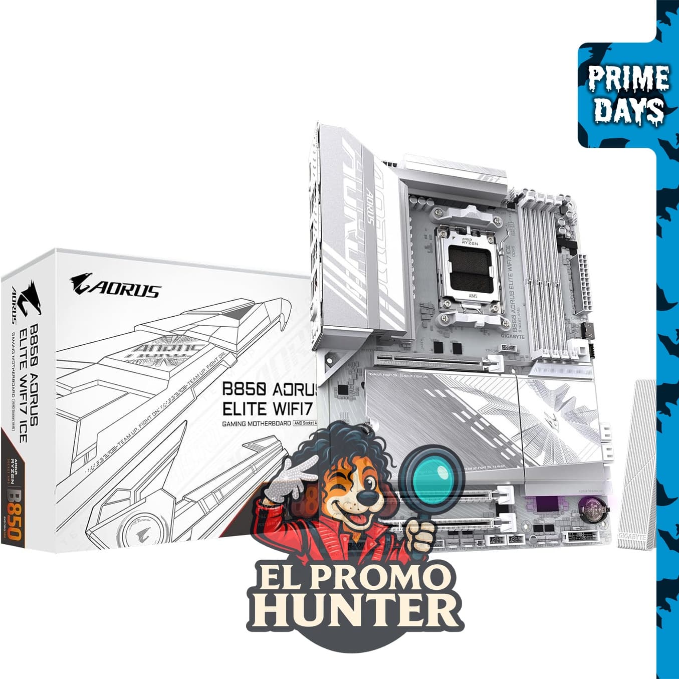 Placa base GIGABYTE B850 AORUS Elite WIFI7 ICE AMD AM5 ATX, compatible con procesadores AMD Ryzen serie 9000/8000/7000.