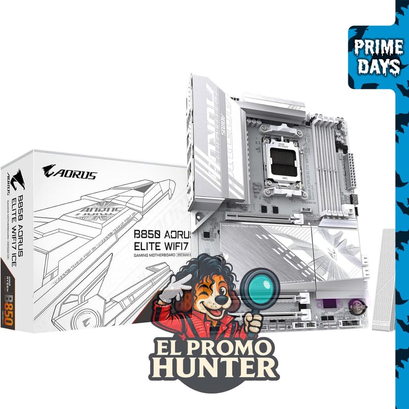 Placa base GIGABYTE B850 AORUS Elite WIFI7 ICE AMD AM5 ATX, compatible con procesadores AMD Ryzen serie 9000/8000/7000.