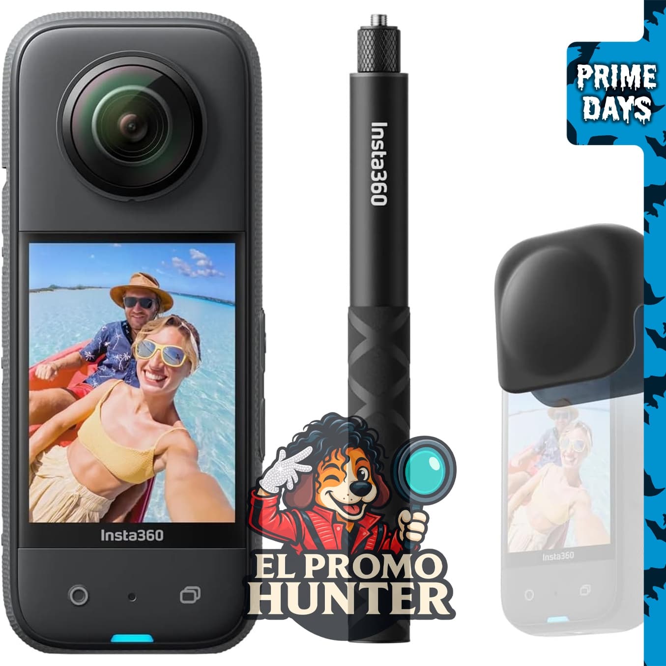 Insta360 Paquete Get-Set X3 - Cámara de acción 360 con video HDR de 5.7K y lente única 4K, impermeable.