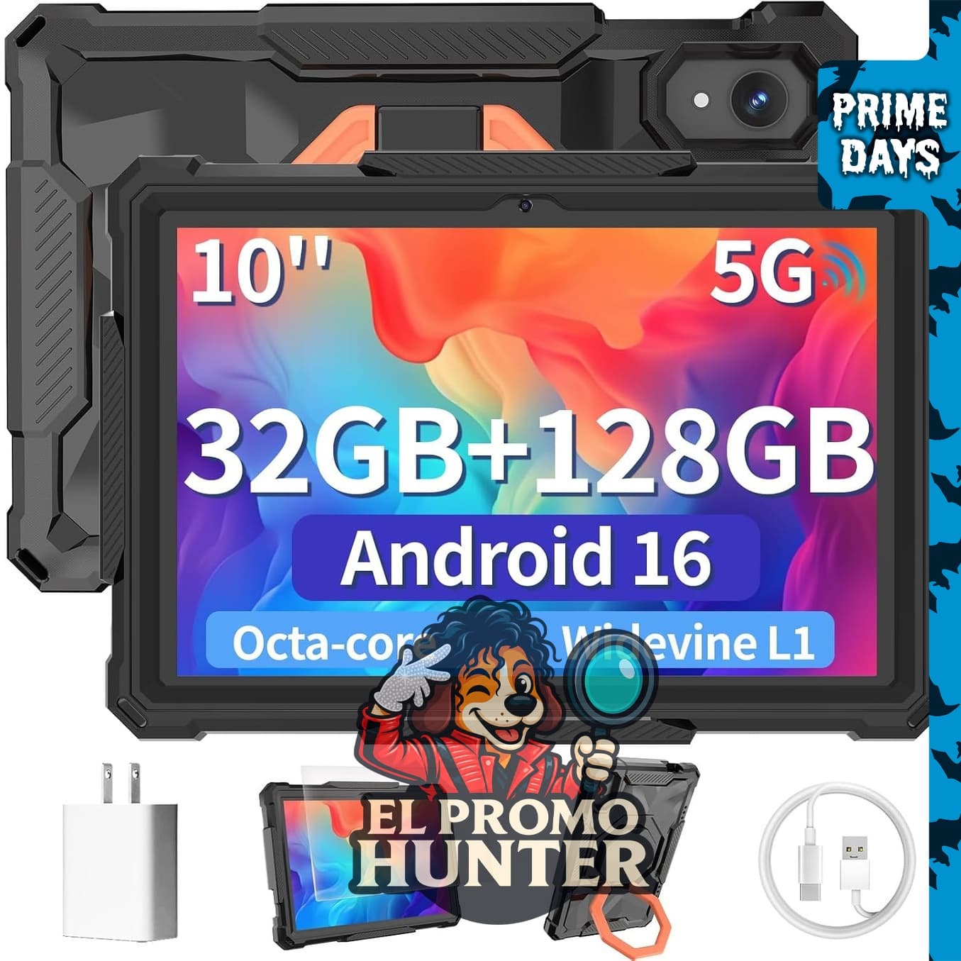 Tableta SCREENOVATE de 10 pulgadas con Android, 32GB RAM y 128GB ROM.