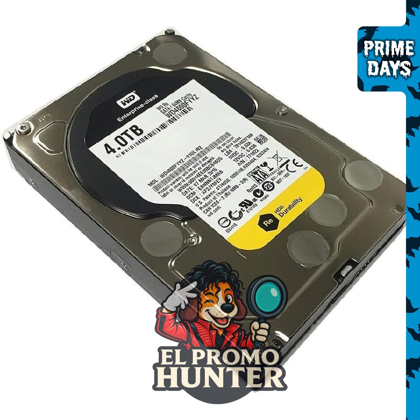 Western Digital RE WD4000FYYZ - Disco duro interno de 4 TB, 7200 RPM, 64 MB caché, SATA 6.0 Gb/s, 3.5 pulgadas.