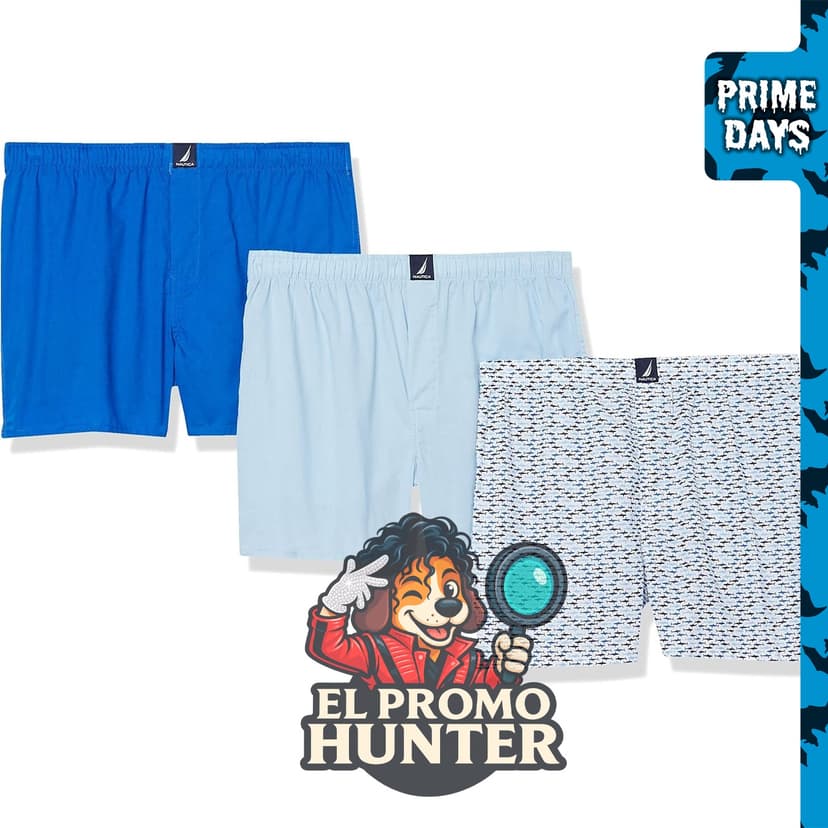 Bóxers clásicos de algodón Nautica para hombre, paquete de 3.