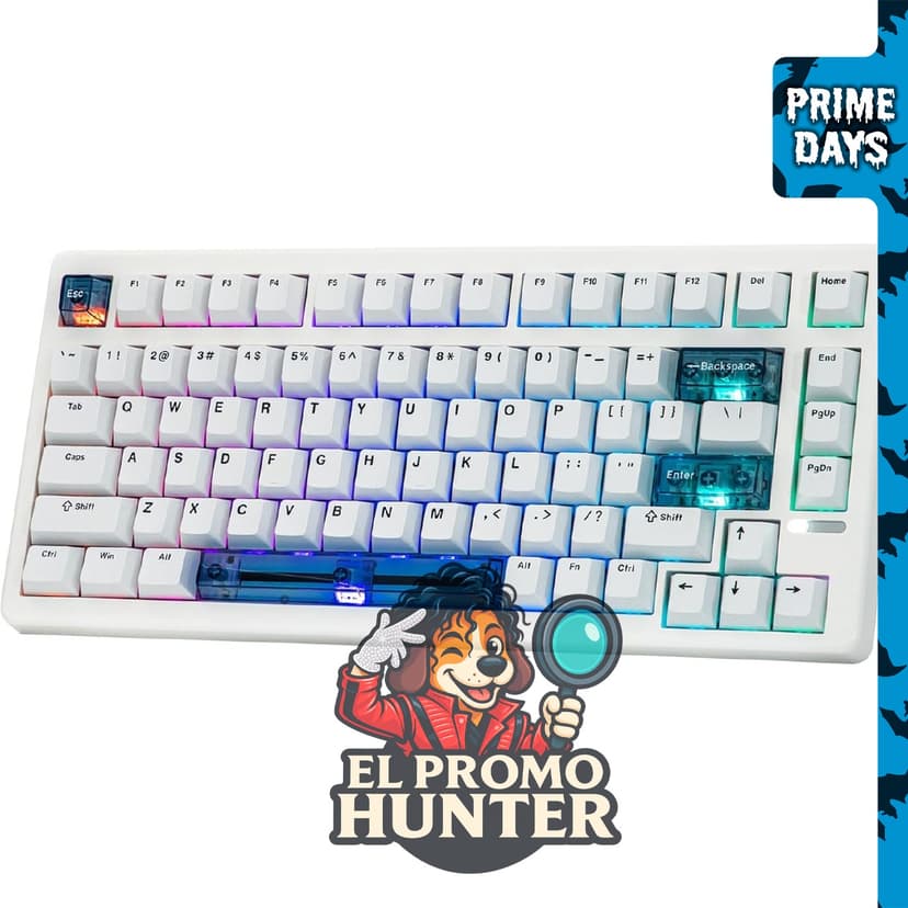 EPOMAKER Teclado para juegos HE80, con efecto Hall, sondeo de 8K, escaneo de 32K, retroiluminación RGB y conectividad por cable.
