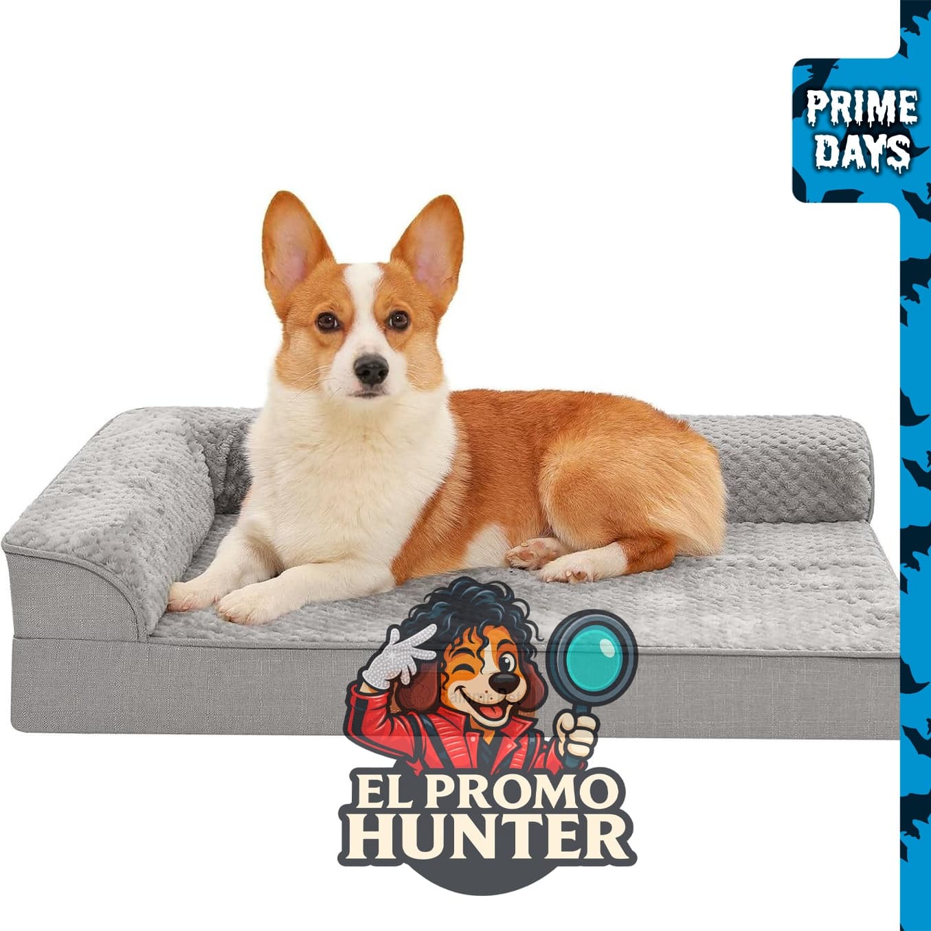 Rainmr Cama ortopédica de espuma viscoelástica para perro, sofá lavable con funda impermeable y parte inferior antideslizante, 35 x 23 pulgadas.