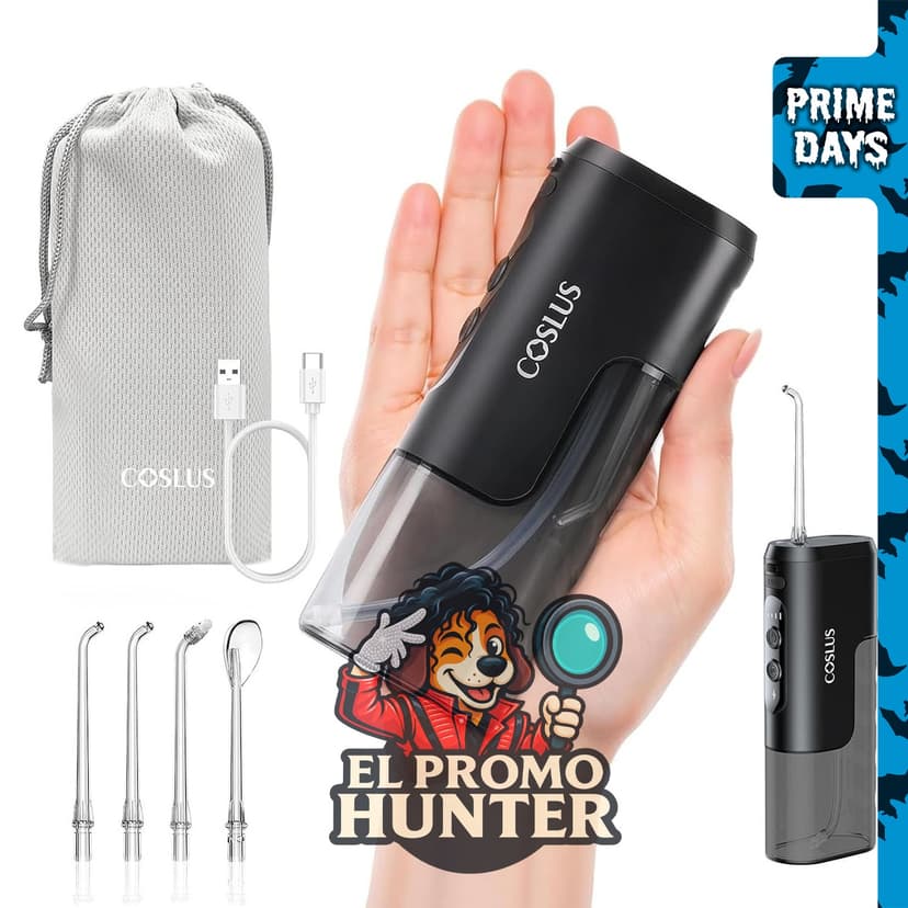 COSLUS T40 Mini Water Flosser, diseño portátil y compacto.