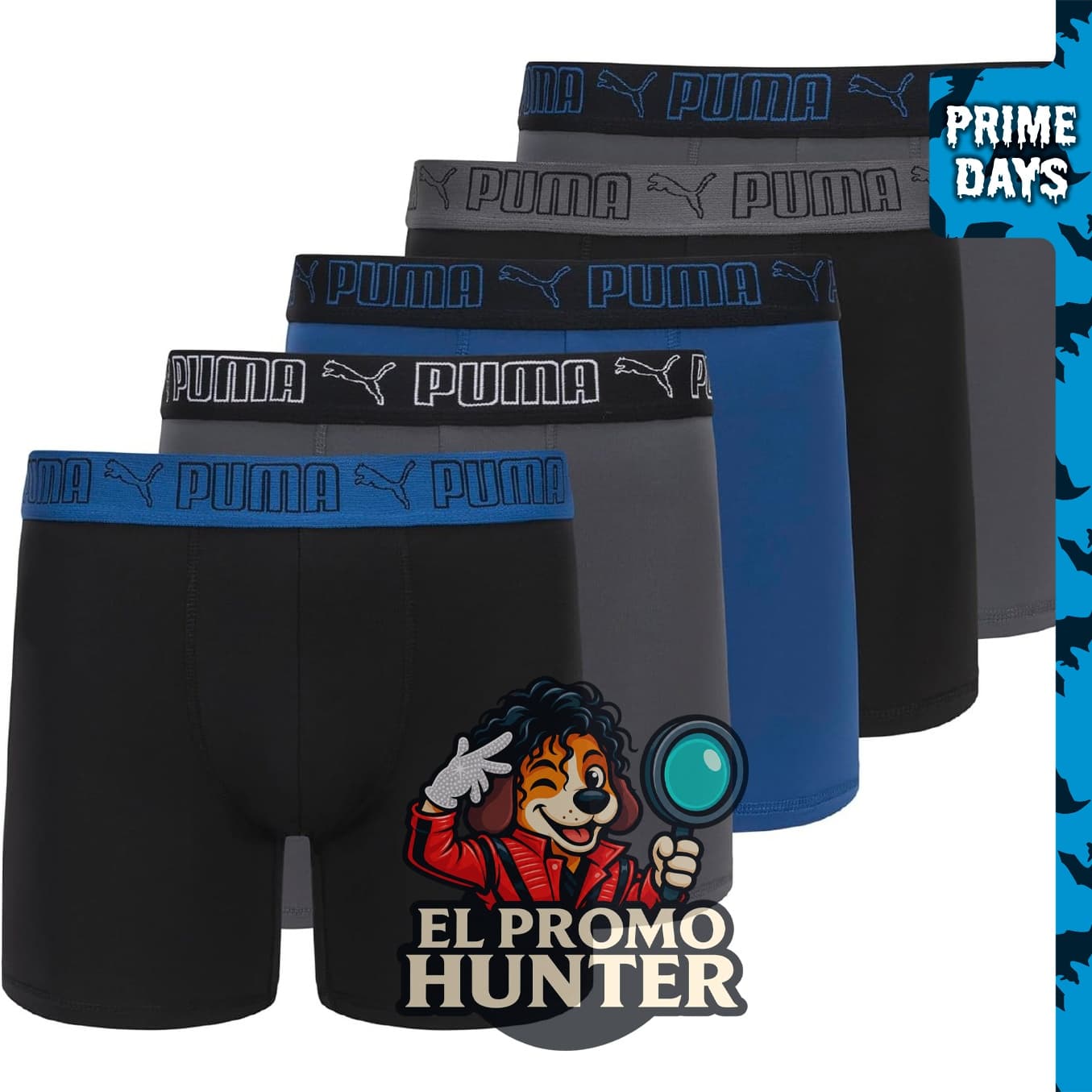 Paquete de 5 calzoncillos tipo bóxer Performance para hombre de PUMA.