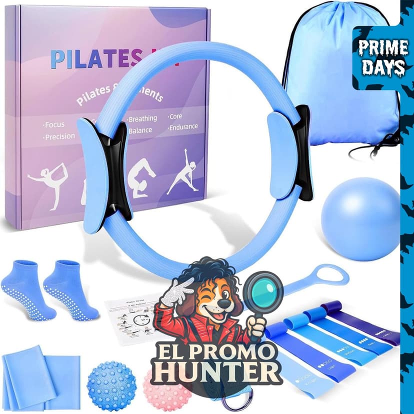 Womefic set de anillo de pilates y pelota, incluye aro de círculo mágico y 5 bandas de resistencia.