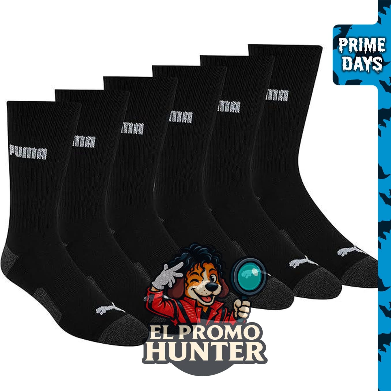 PUMA Calcetines Crew para hombre, paquete de 6 unidades.