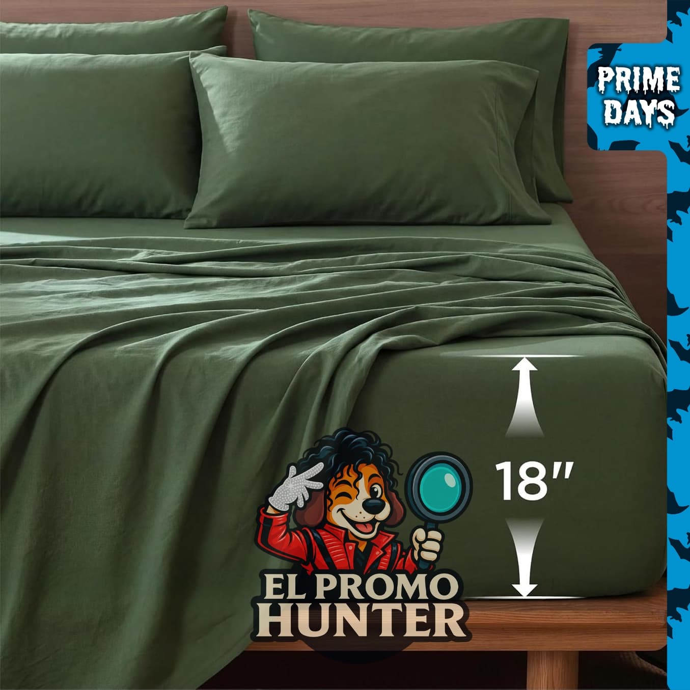 Bedsure Juego de sábanas King de 6 piezas, se adapta a colchones de hasta 45.72 cm de grosor.