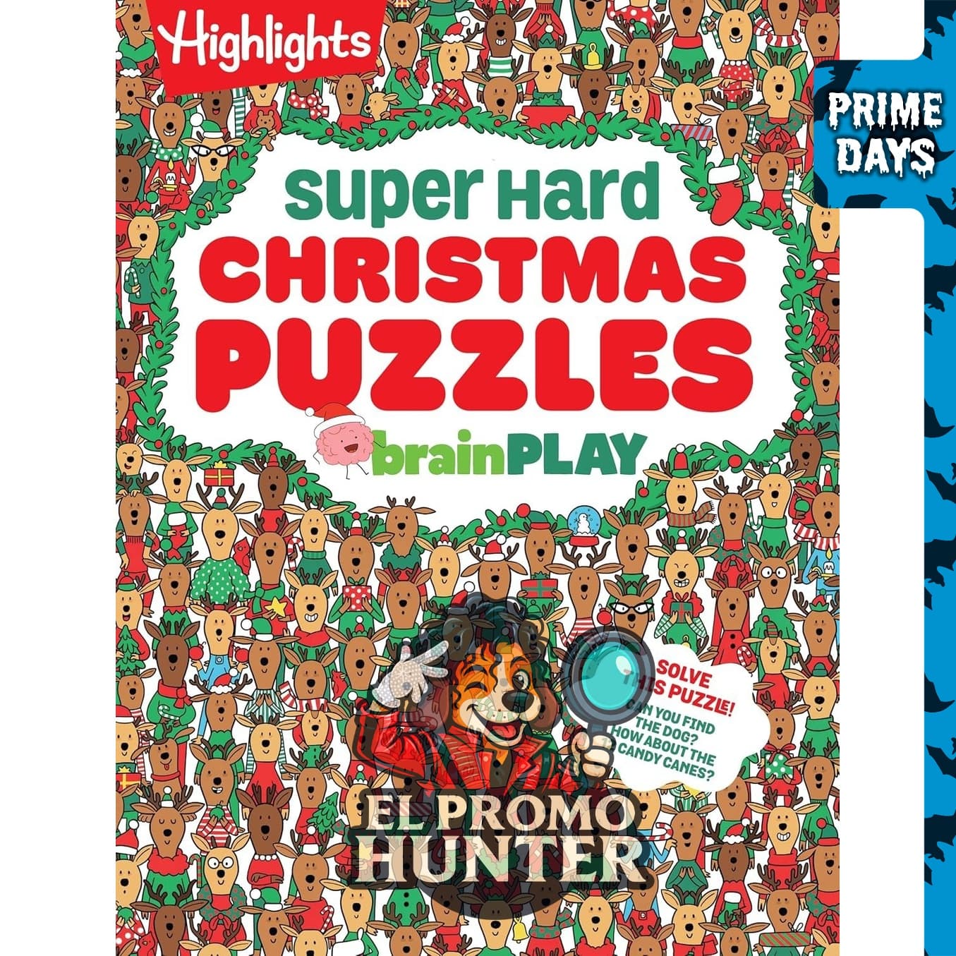 brainPLAY Super Hard Christmas Puzzles, libro de actividades con más de 200 rompecabezas, laberintos y juegos de lógica.