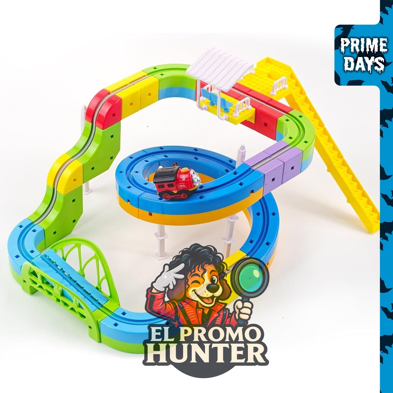 Zhenx Infini Track Helixo Edition, set de 81 piezas de tren eléctrico con pistas de cubo 3D y rampa espiral.