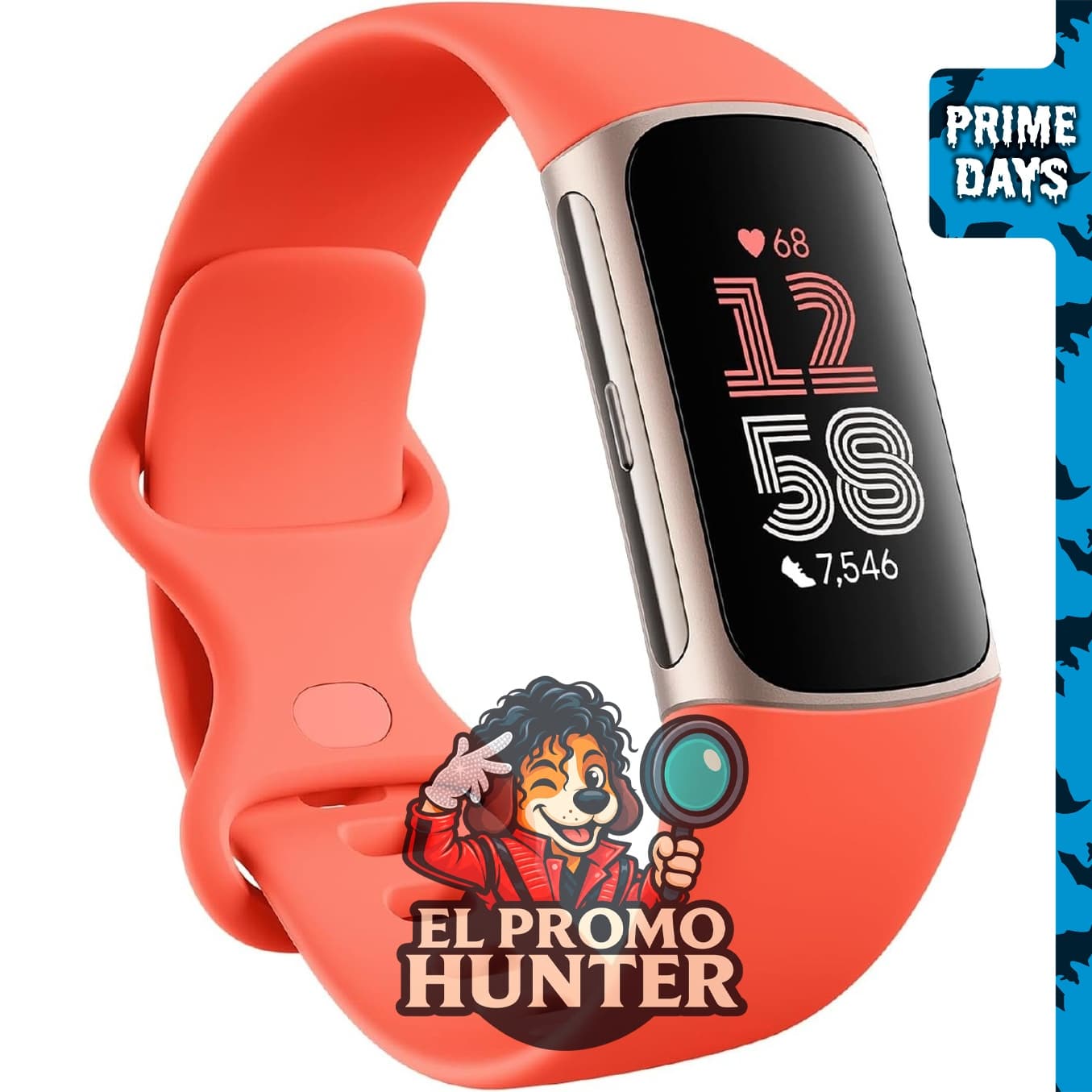 Google Fitbit Charge 6, rastreador de actividad física en color oro/coral.
