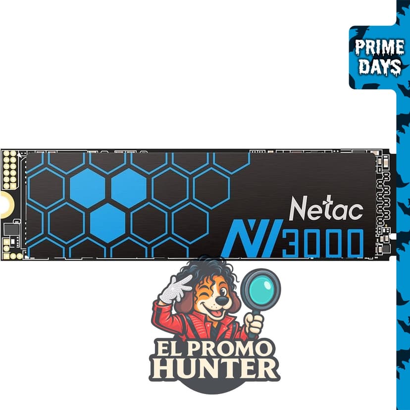 Netac NV3000 SSD NVMe de 500 GB, PCIe Gen3x4 M.2 2280, velocidad de hasta 3,100 MB/s, 300 TBW.