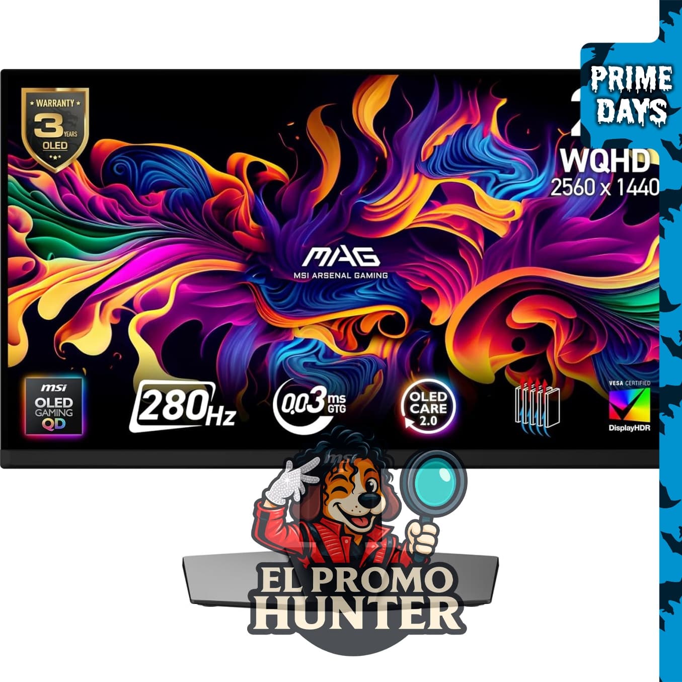 MSI MAG 271QP QD-OLED X28, monitor de juegos de 27" (68.6 cm), resolución 2560 x 1440 (QHD), 280Hz, Adaptive-Sync.