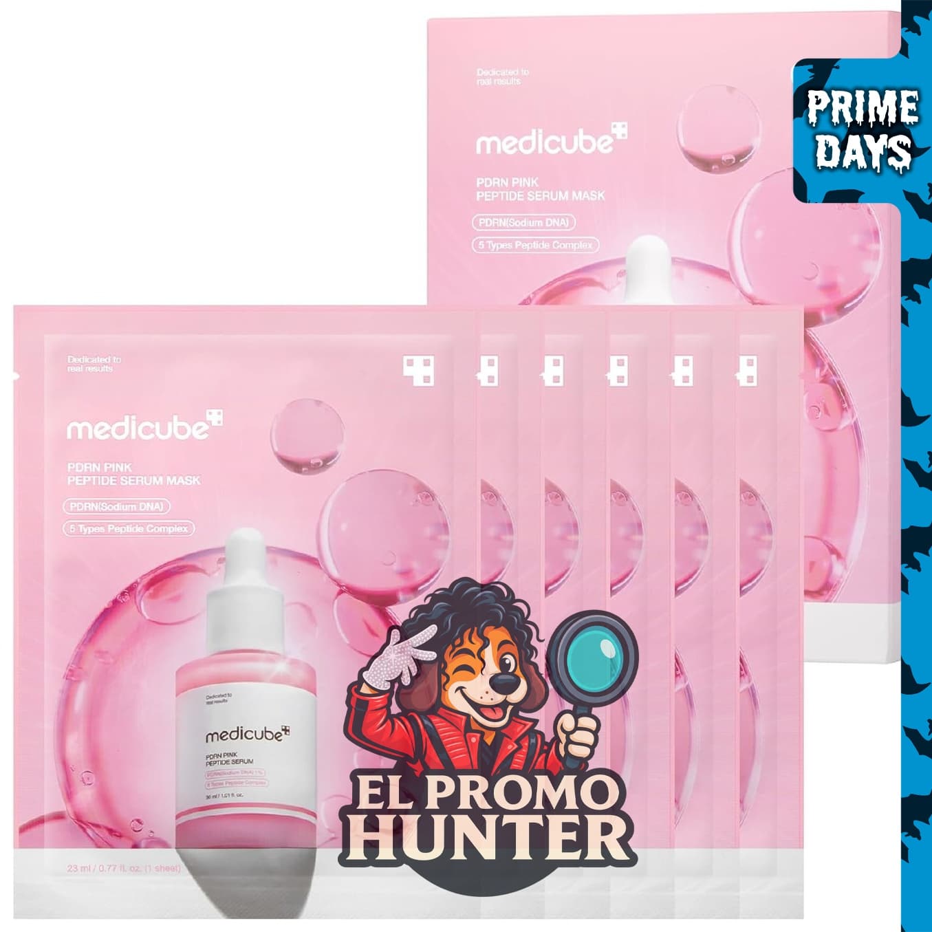 medicube Máscara de hoja de ampolla de péptido rosa PDRN, 6 unidades.