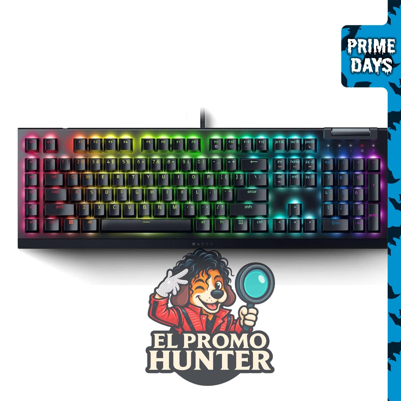 Teclado mecánico Razer BlackWidow V4 X con interruptores amarillos, color negro.