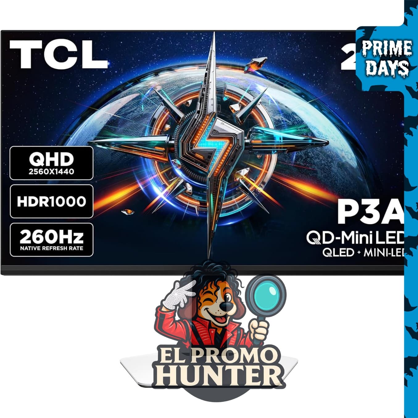 Monitor TCL QD-Mini LED QHD HDR de 27" (68.58 cm), brillo HDR1200, frecuencia de actualización de 260 Hz.