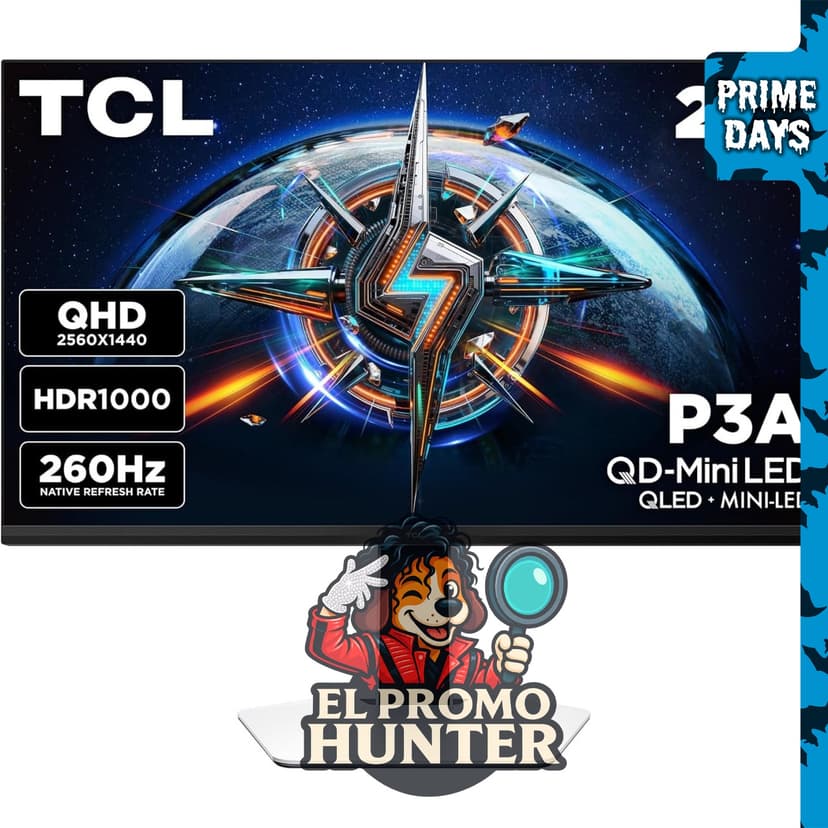 Monitor TCL QD-Mini LED QHD HDR de 27" (68.58 cm), brillo HDR1200, frecuencia de actualización de 260 Hz.