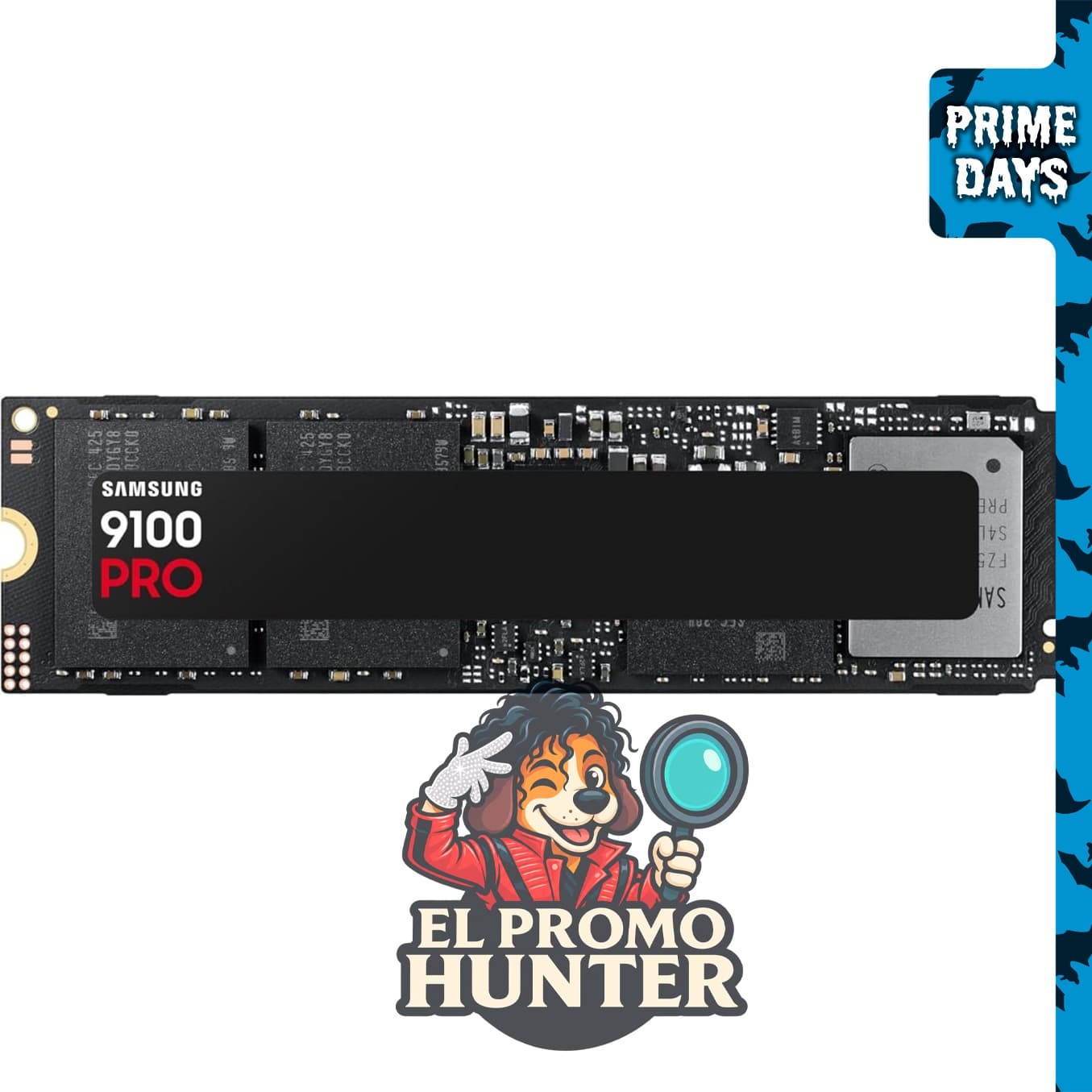 Samsung SSD 9100 PRO 4TB, PCIe 5.0x4 M.2 2280, velocidad de hasta 14,800 MB/s.