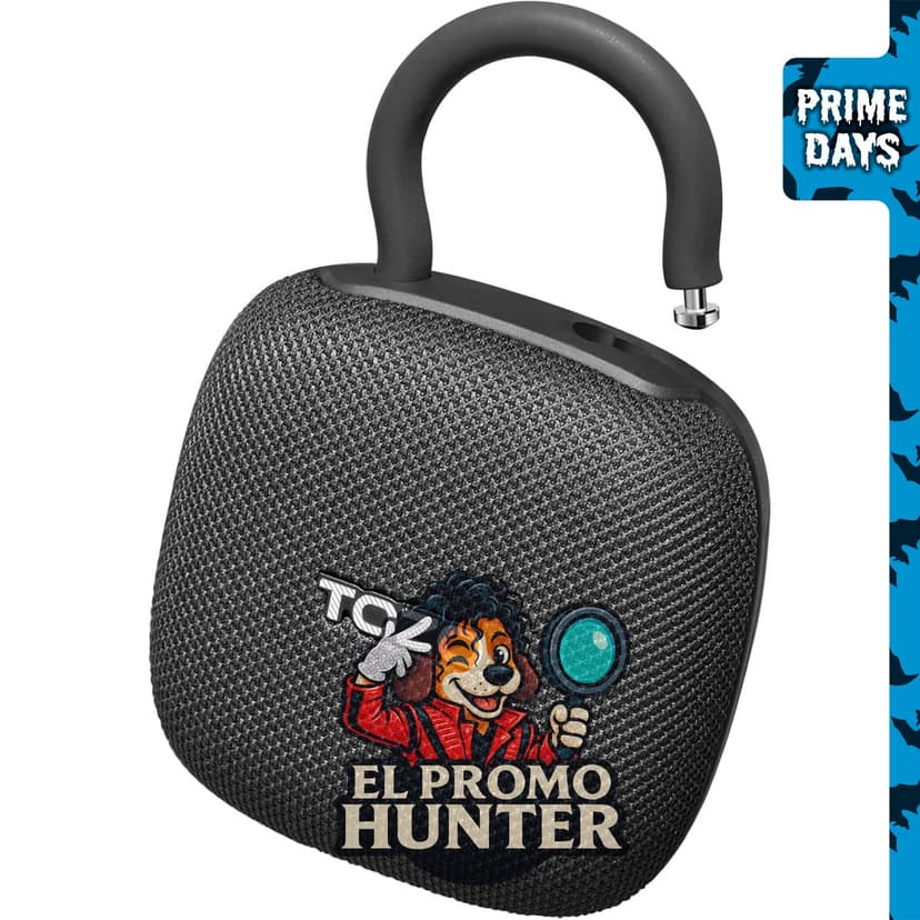 Bocina portátil TOZO PE1 con Bluetooth, 32 horas de reproducción y mosquetón ajustable.