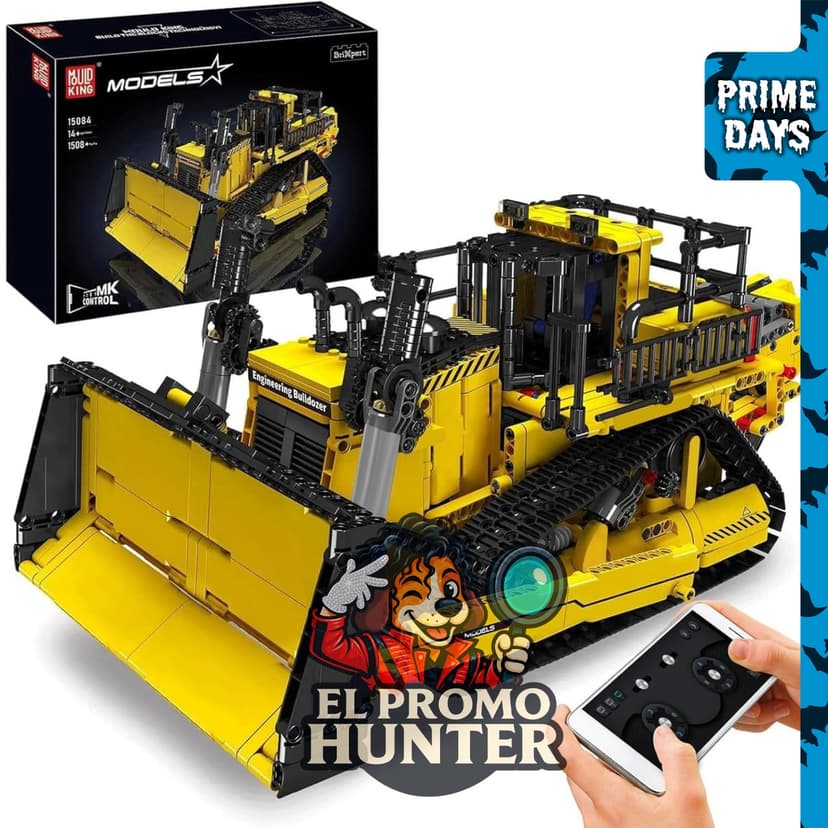 Mould King Bulldozer RC, juego de construcción técnica controlado por aplicación, 2.4G, con motores.