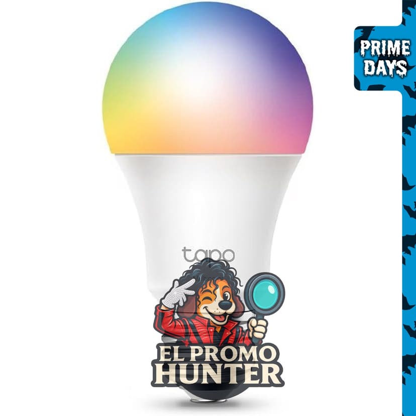 Tapo TP-Link Bombilla inteligente A19, 16M colores RGBW, regulable, WiFi 2.4 GHz, equivalente a 60W.