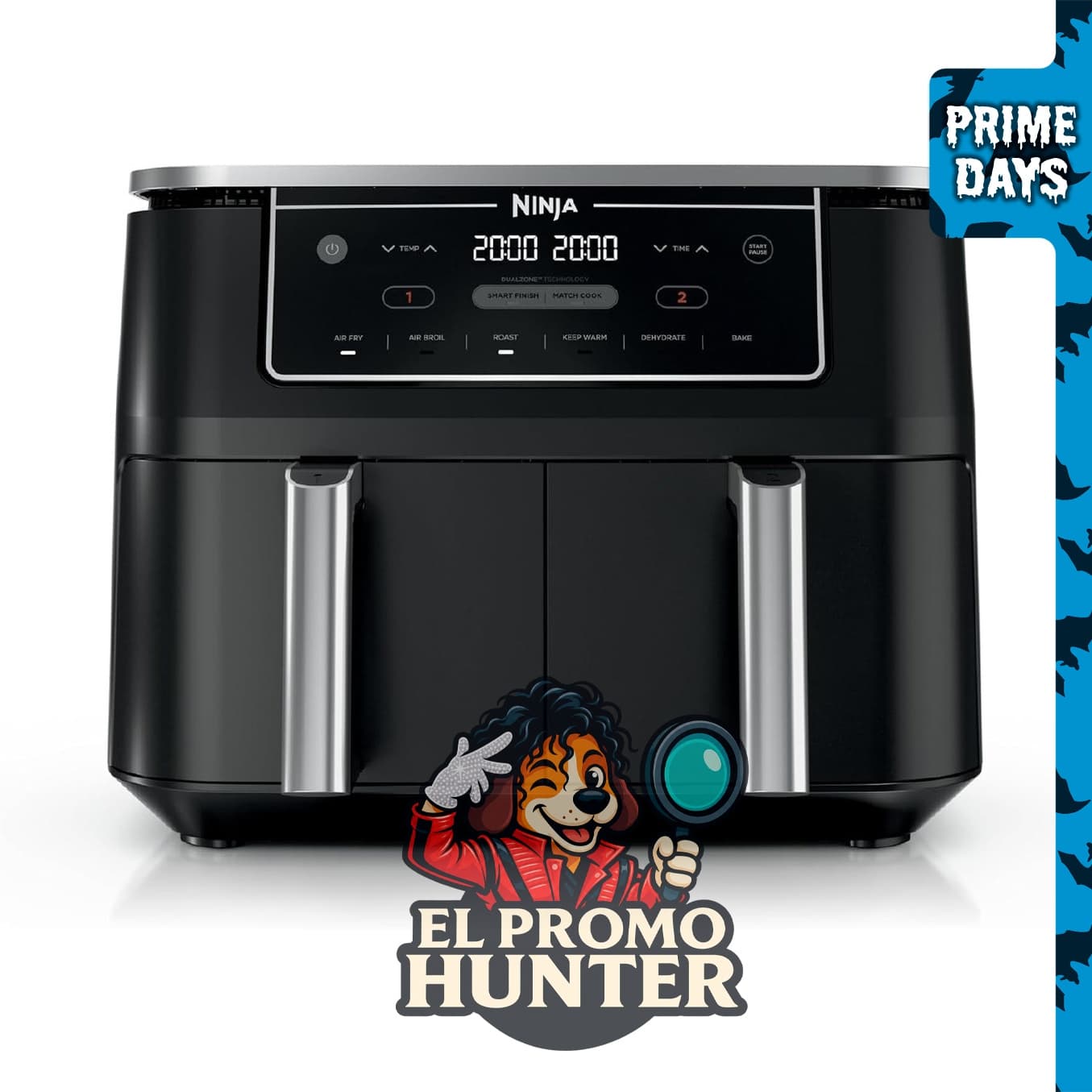 Ninja Foodi Air Fryer DZ302, freidora de aire de 10 Qt, 6 funciones, color negro.