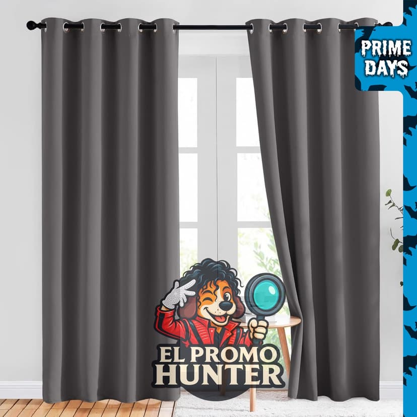 NICETOWN Cortinas opacas térmicas, 2 paneles de 132 x 213 cm, color gris, con ojales y reducción de ruido.