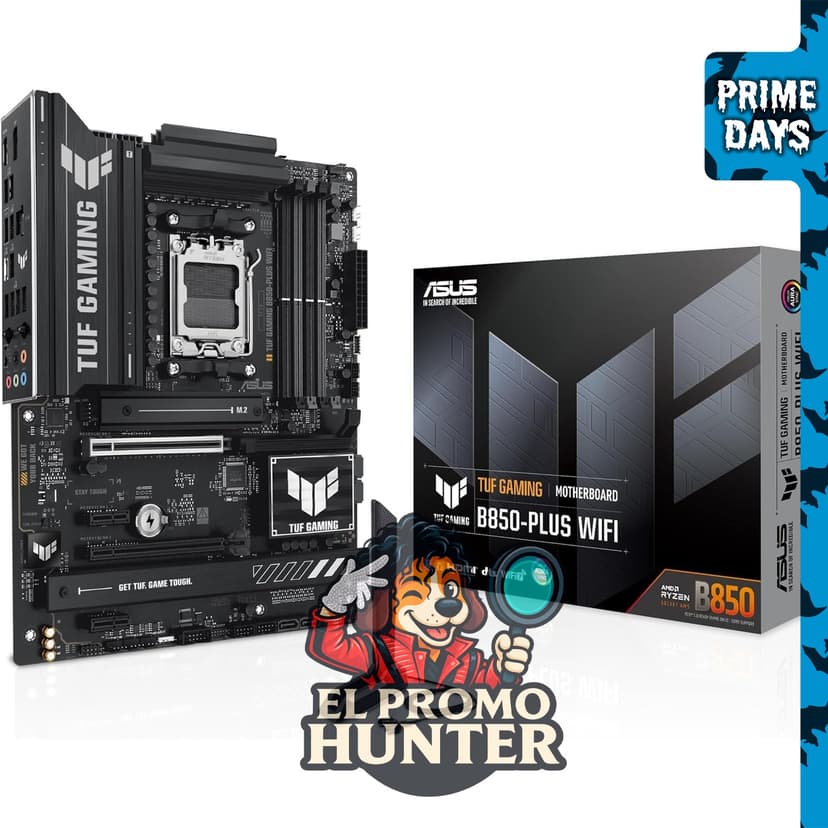 ASUS TUF Gaming B850-PLUS WiFi AMD AM5 B850 ATX Placa base con 14+2+1 etapas de 80A, AI Ready, DDR5, PCIe 5.0, 3X M.2, Wi-Fi 7, LAN de 2.5 Gb, DisplayPort, HDMI™, USB 10Gbps y 20Gbps Type-C®, BIOS Flashback.