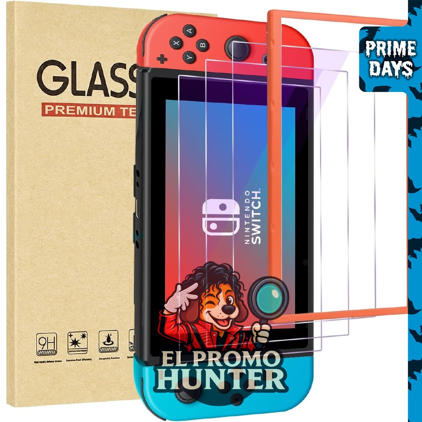 Paquete de 3 protectores de pantalla de vidrio templado para Nintendo Switch 2017 [6.2 pulgadas], antirreflejos y antiarañazos.