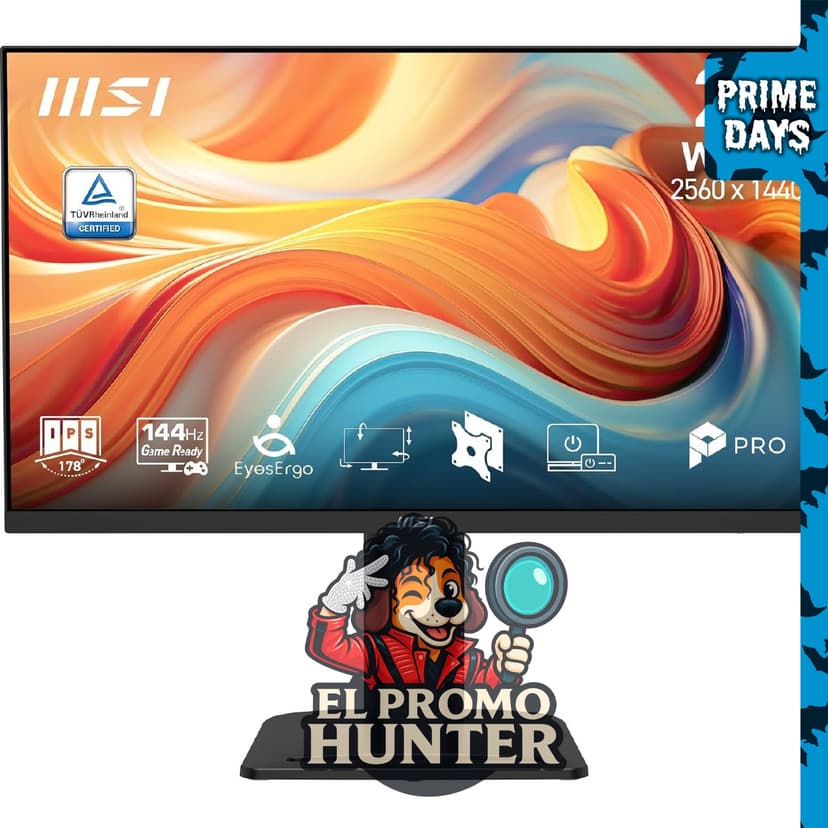 Monitor MSI PRO MP273QP E14 de 27" (68.6 cm) IPS, resolución 2560 x 1440 (QHD), 144 Hz, con puertos HDMI y DP.