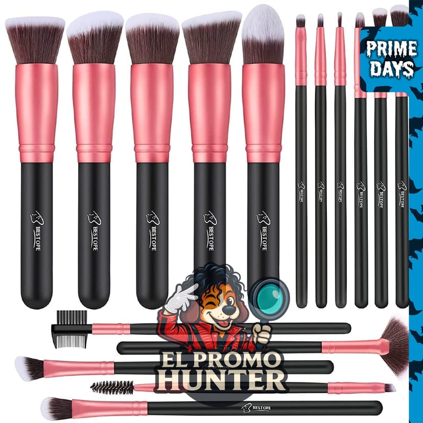 BESTOPE PRO Pinceles de maquillaje, juego de 16 piezas con brochas sintéticas para base, correctores y maquillaje de ojos.