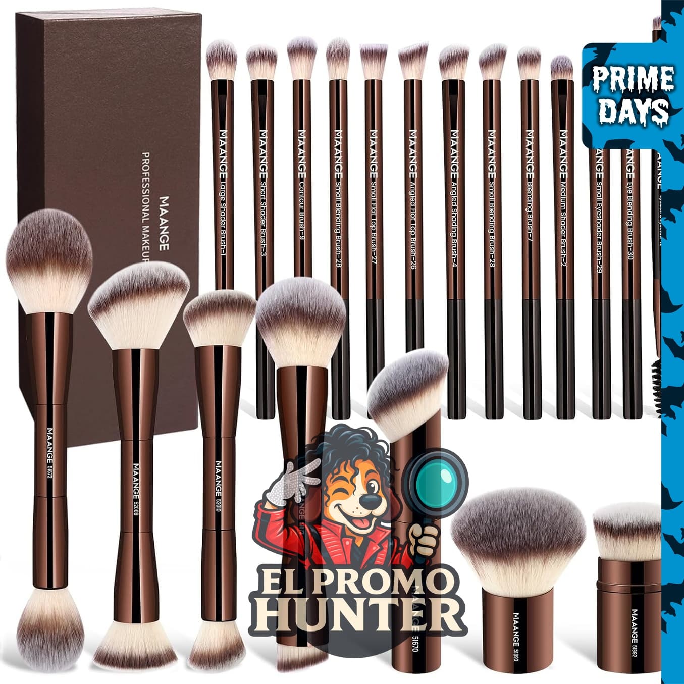 MAANGE 20 piezas de brochas de maquillaje multifuncionales de doble punta para mezclar polvo, corrector y crema.