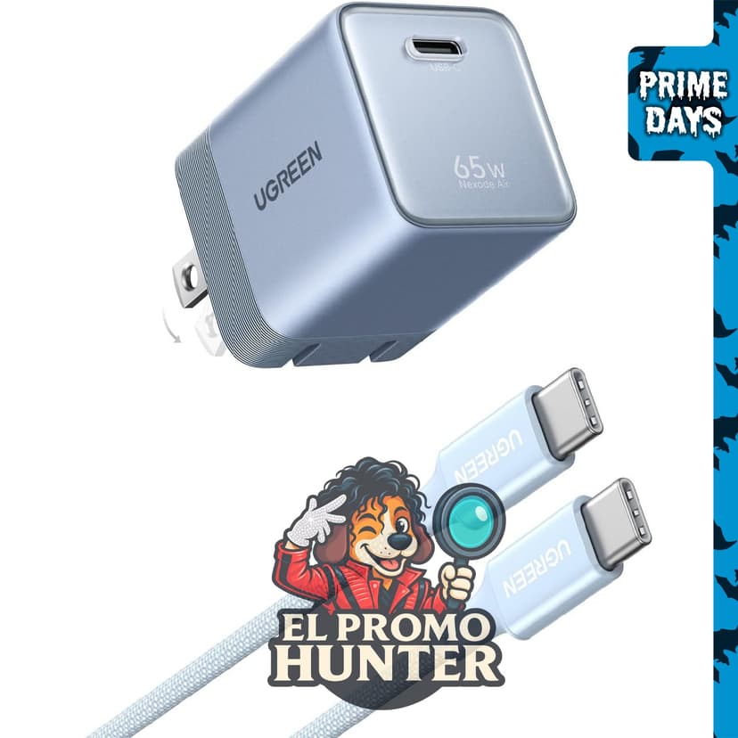 UGREEN Nexode Air 65W USB C GaN cargador con cable de 3.3 pies.