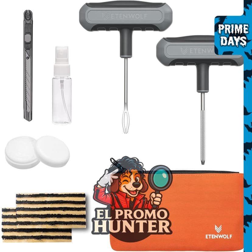 ETENWOLF Kit de reparación de neumáticos planos con tapones, 16 piezas.