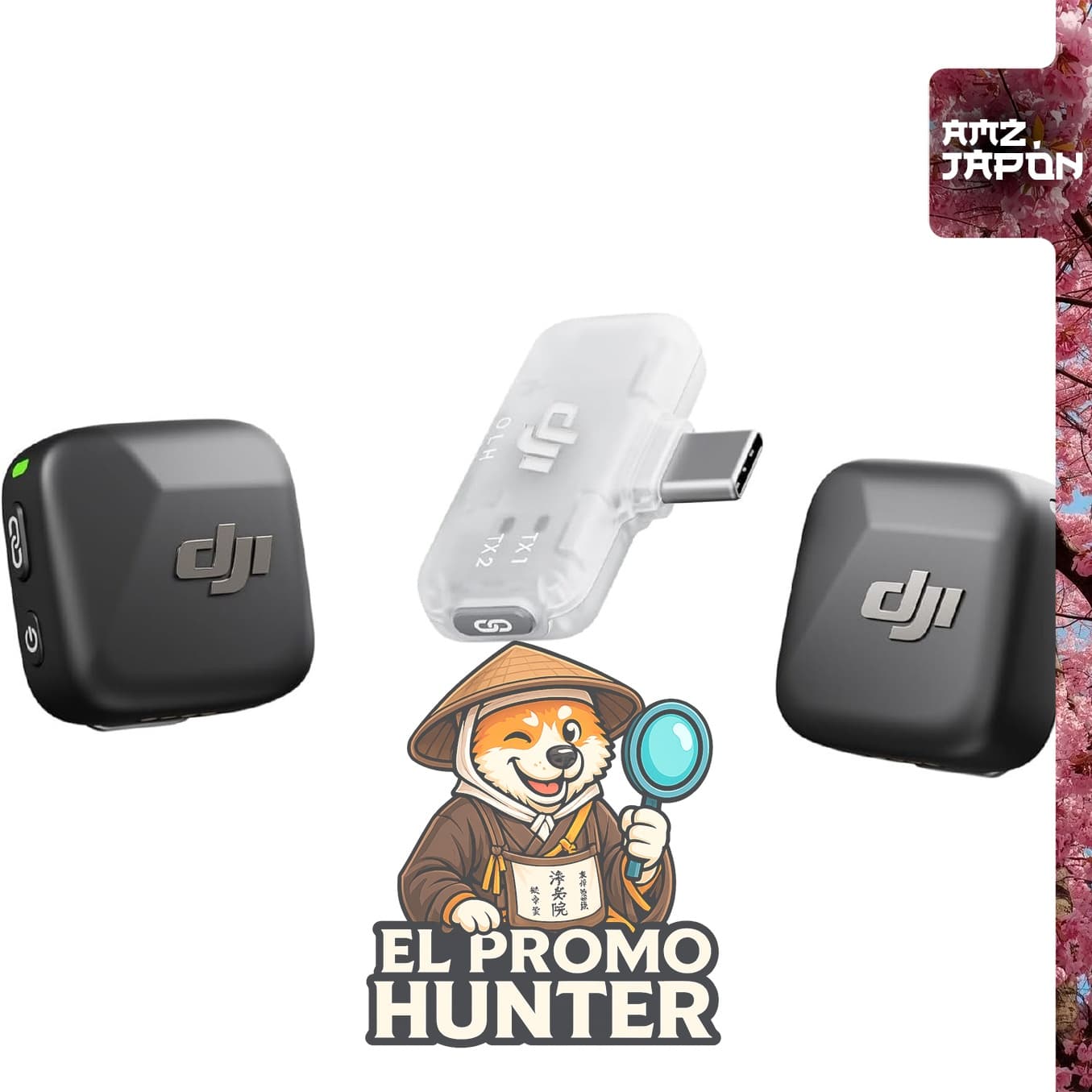 DJI Mic Mini (2 TX + 1 Mobile RX), micrófono lavalier inalámbrico para iPhone 17/16/15 y Android/PC/Tablet.