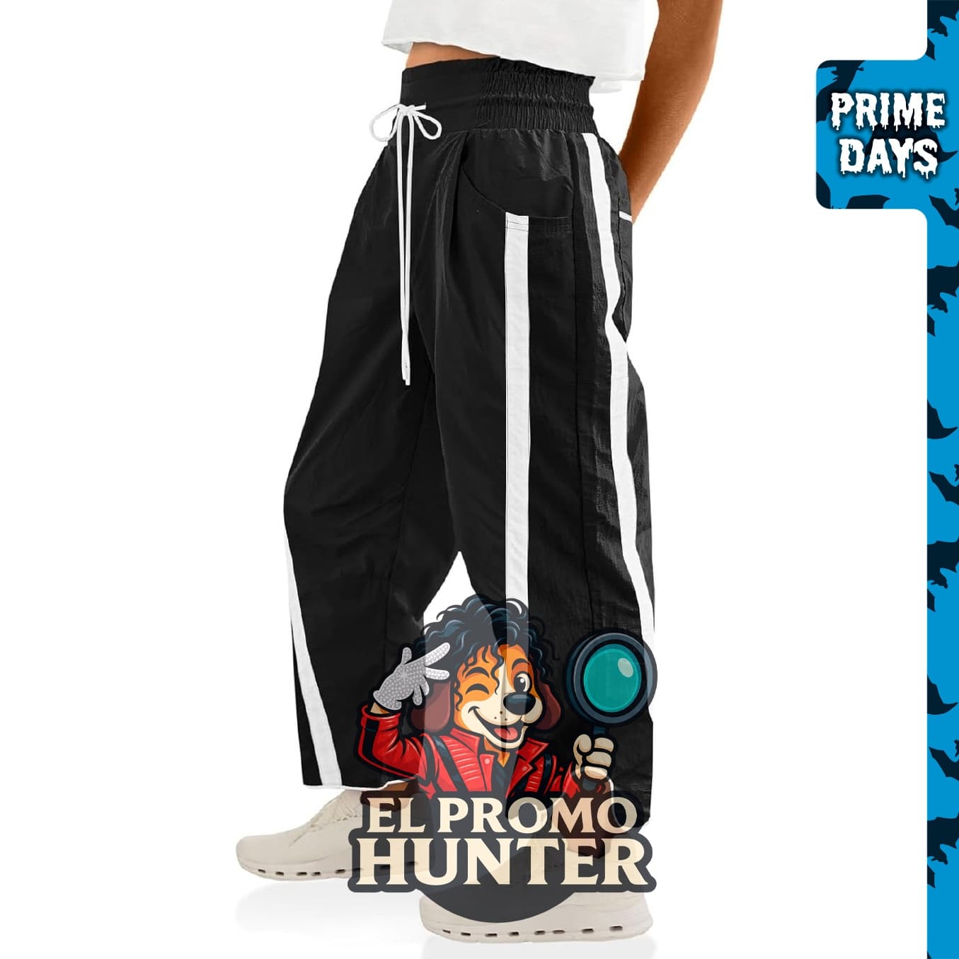Fisoew pantalones holgados de pierna ancha para mujer, con cordón y cintura elástica, de colores contrastantes.