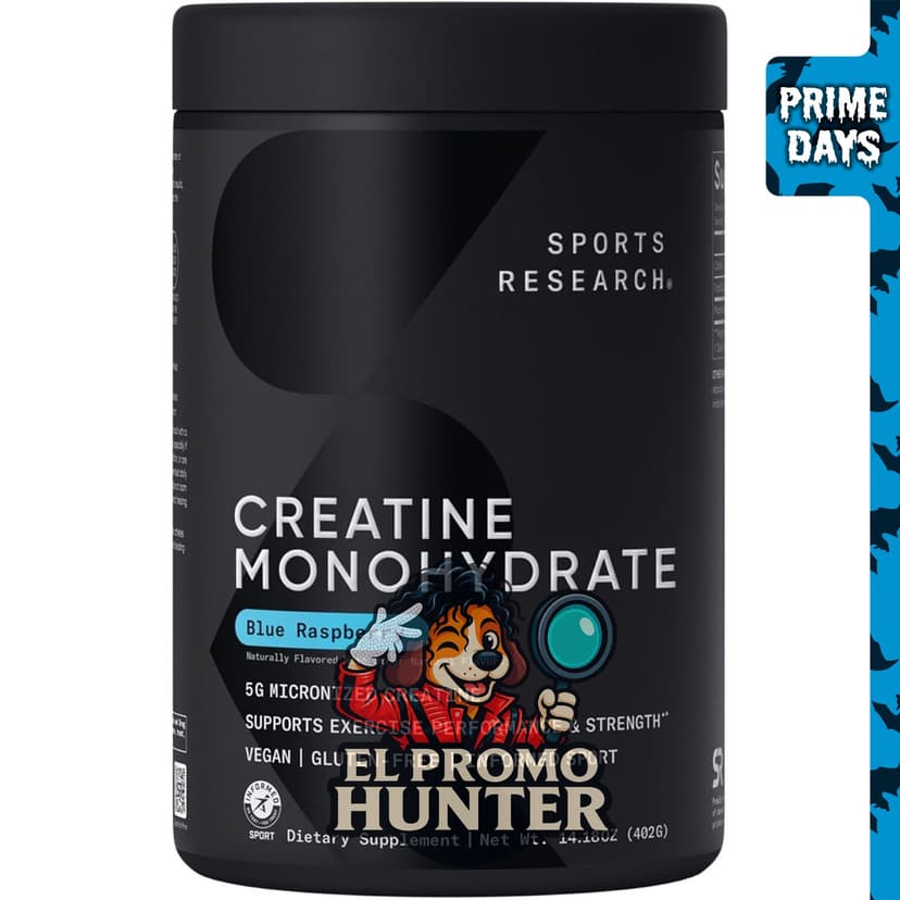 Sports Research® Monohidrato de creatina en polvo 5 g, frambuesa azul.
