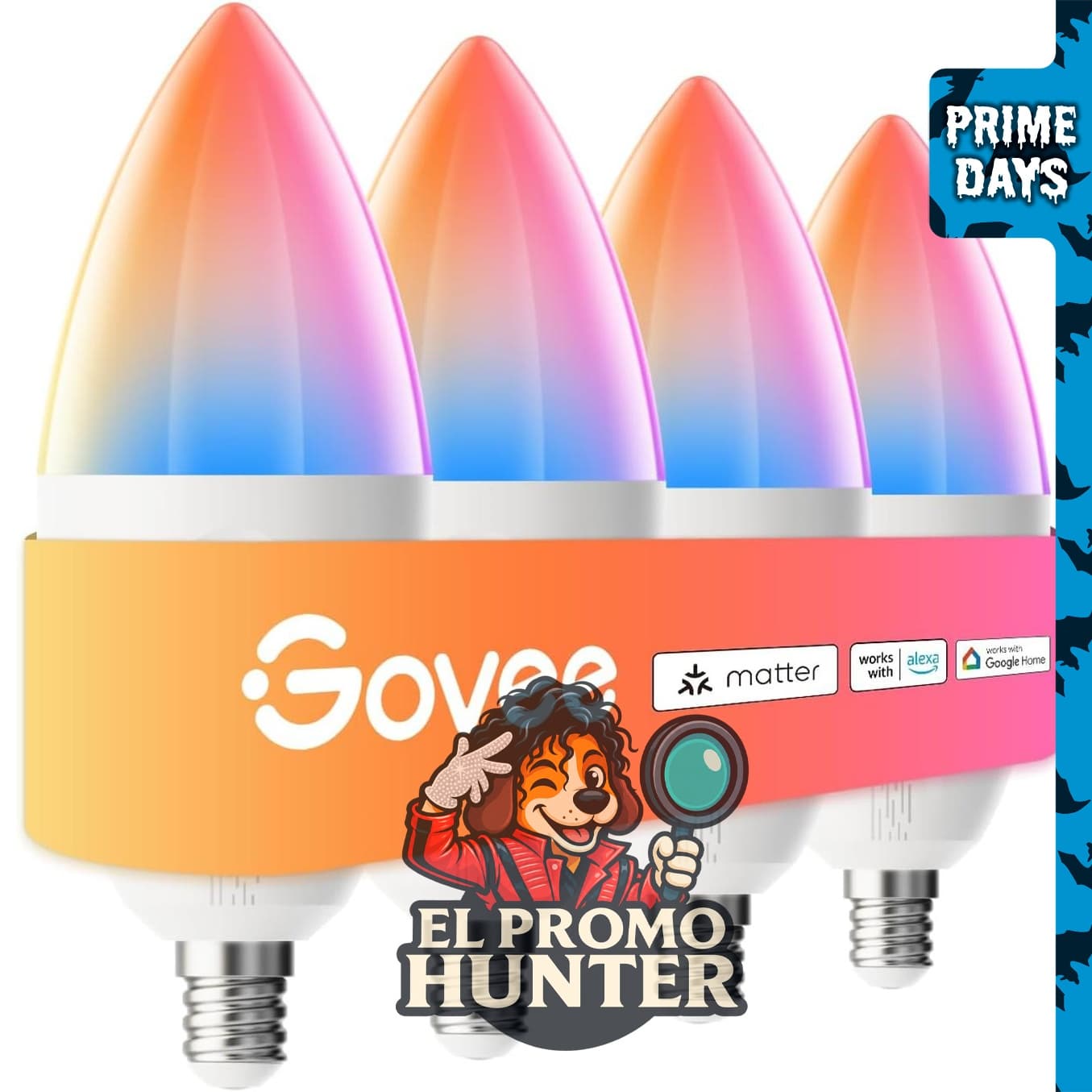Govee Bombilla LED E12, bombilla de candelabro con capacidad de cambio de color.