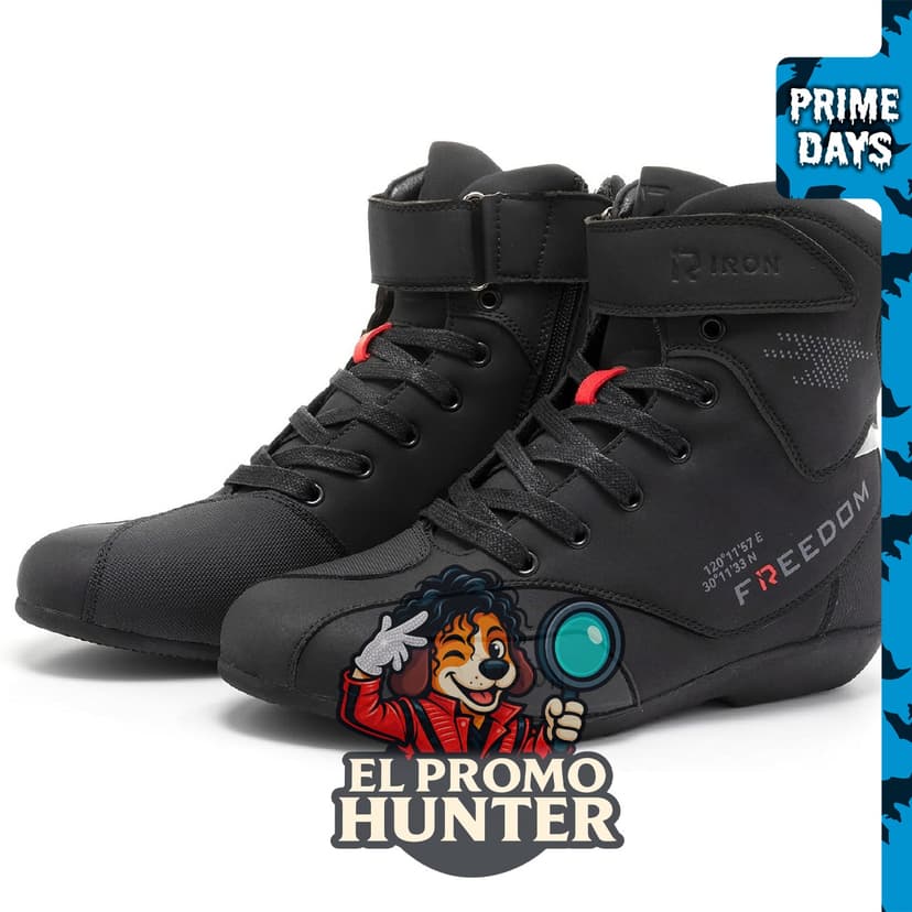 RIDEIRON Botas de motocicleta para hombre con certificación CE, suela antideslizante y cremallera lateral.