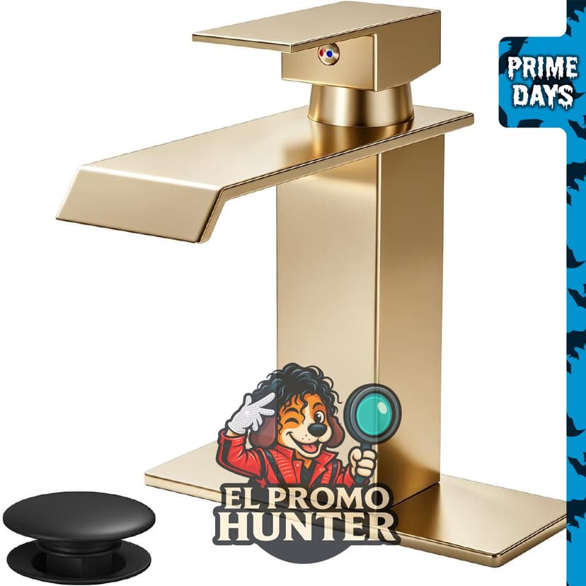 Grifo de baño dorado mate de acero inoxidable, 3 o 1 agujero, con drenaje desplegable y placa de cubierta.