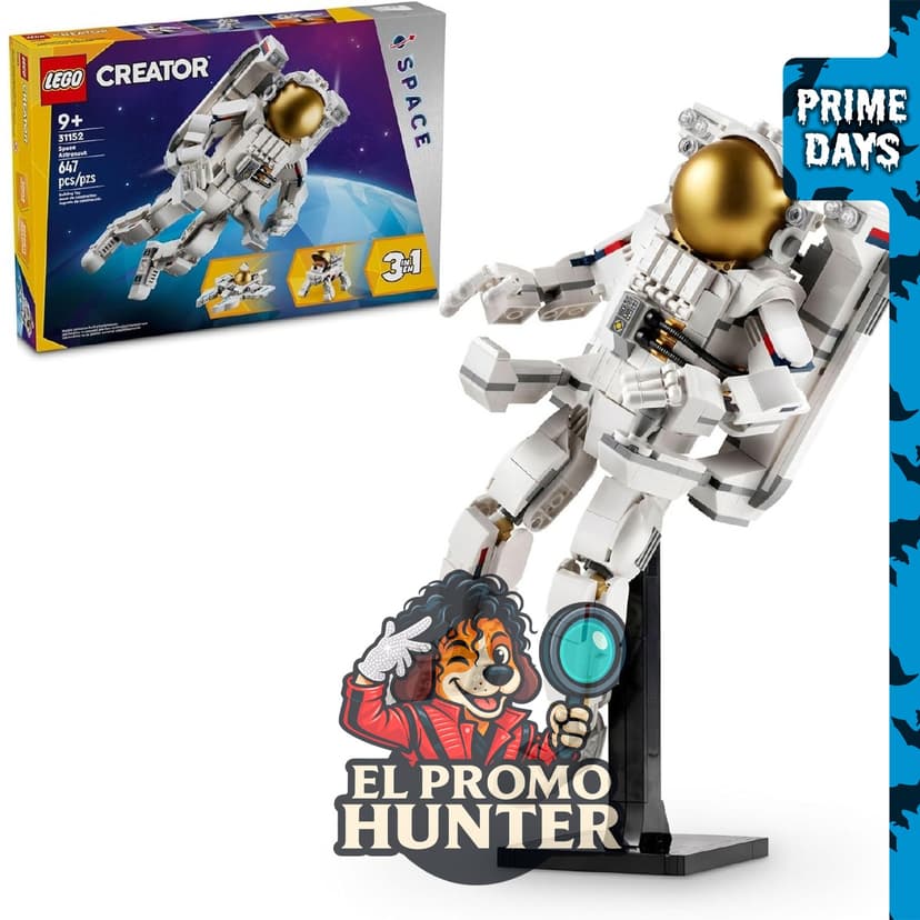 LEGO Creator 3 en 1 Astronauta Espacial, set de construcción que se transforma en figura de astronauta, perro y jet Viper.
