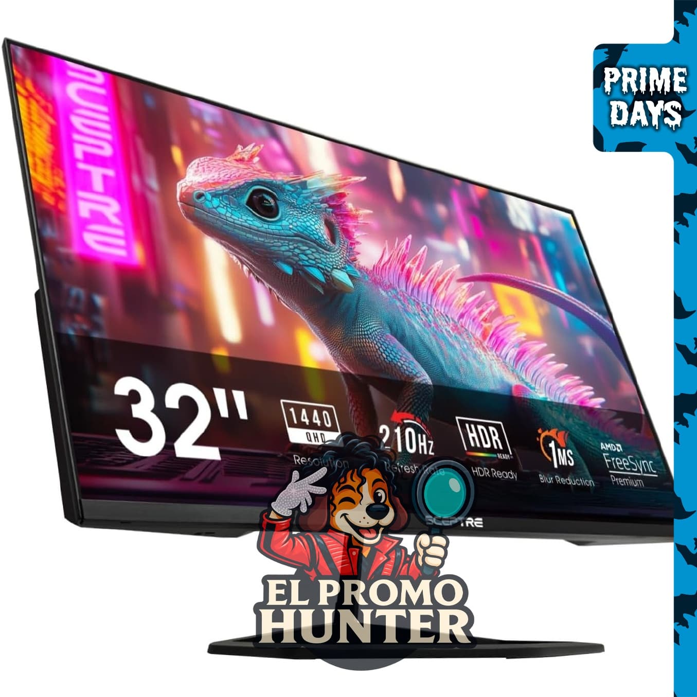 Monitor Sceptre E325B-QW200D de 32" (81 cm) 2K QHD 2560 x 1440, 210Hz, USB tipo C, DisplayPort, HDMI, 1ms.