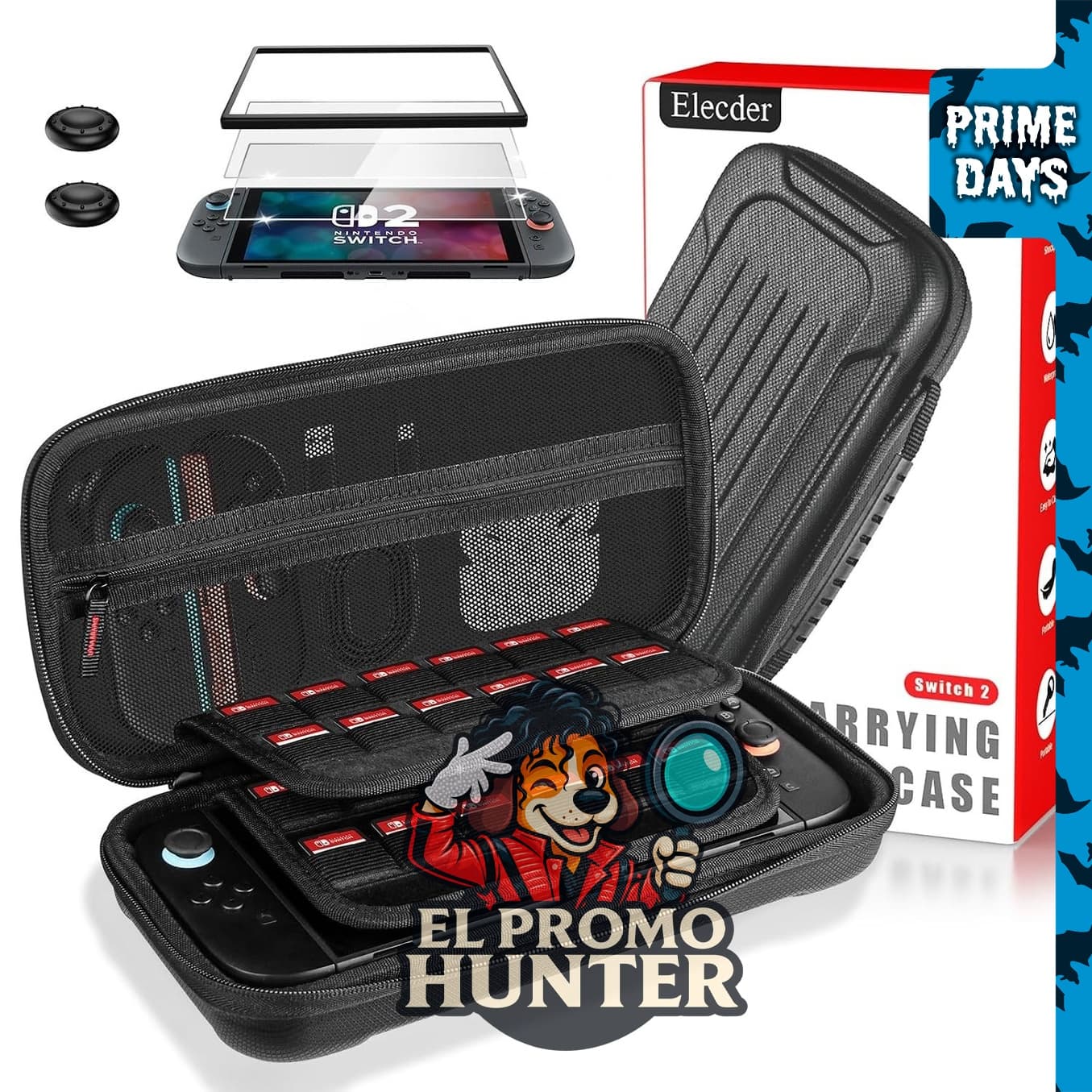 ELECDER Funda de viaje para consola Nintendo Switch 2, accesorios.