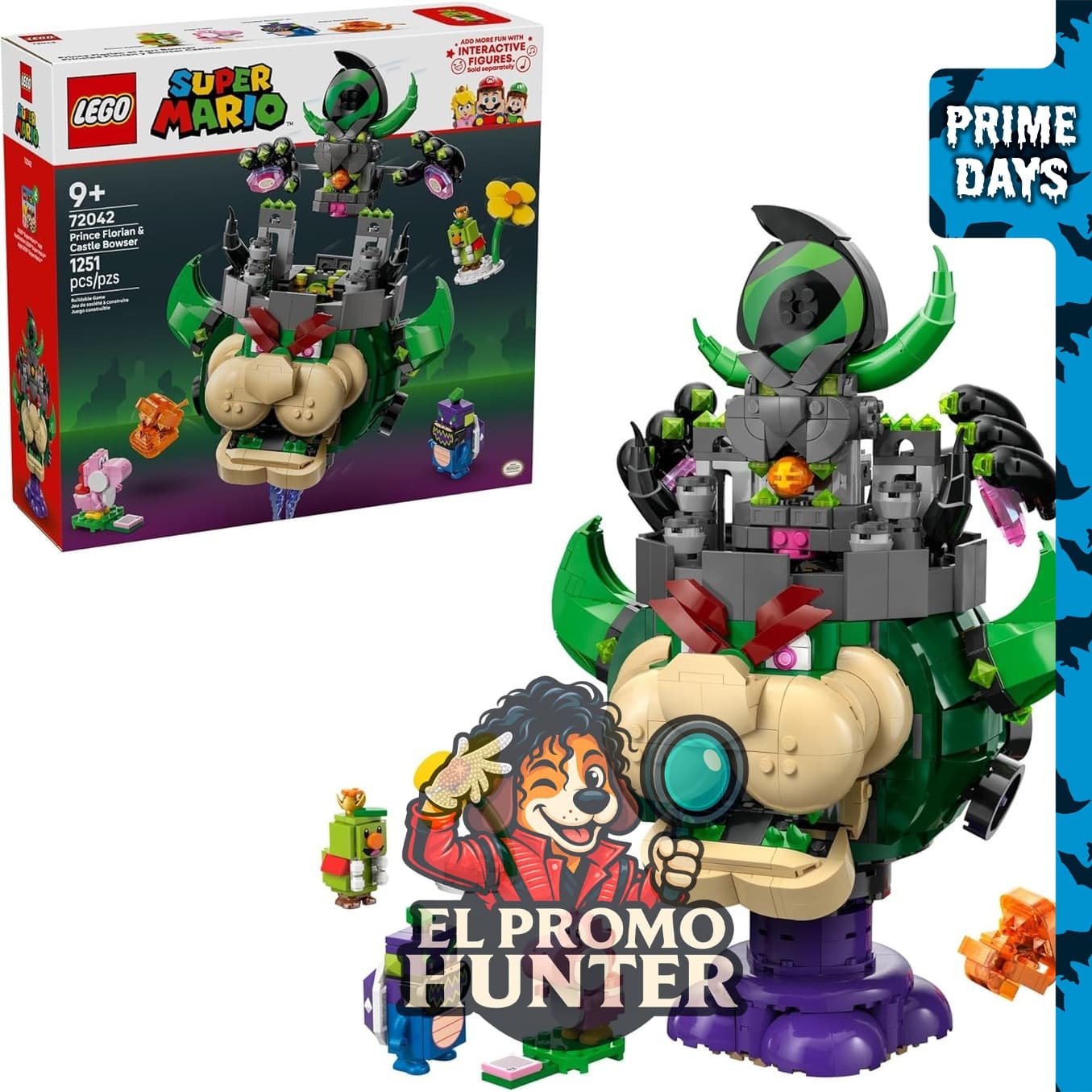 LEGO Super Mario Prince Florian & Castle Bowser, juego de construcción con 4 figuras y acción digital.