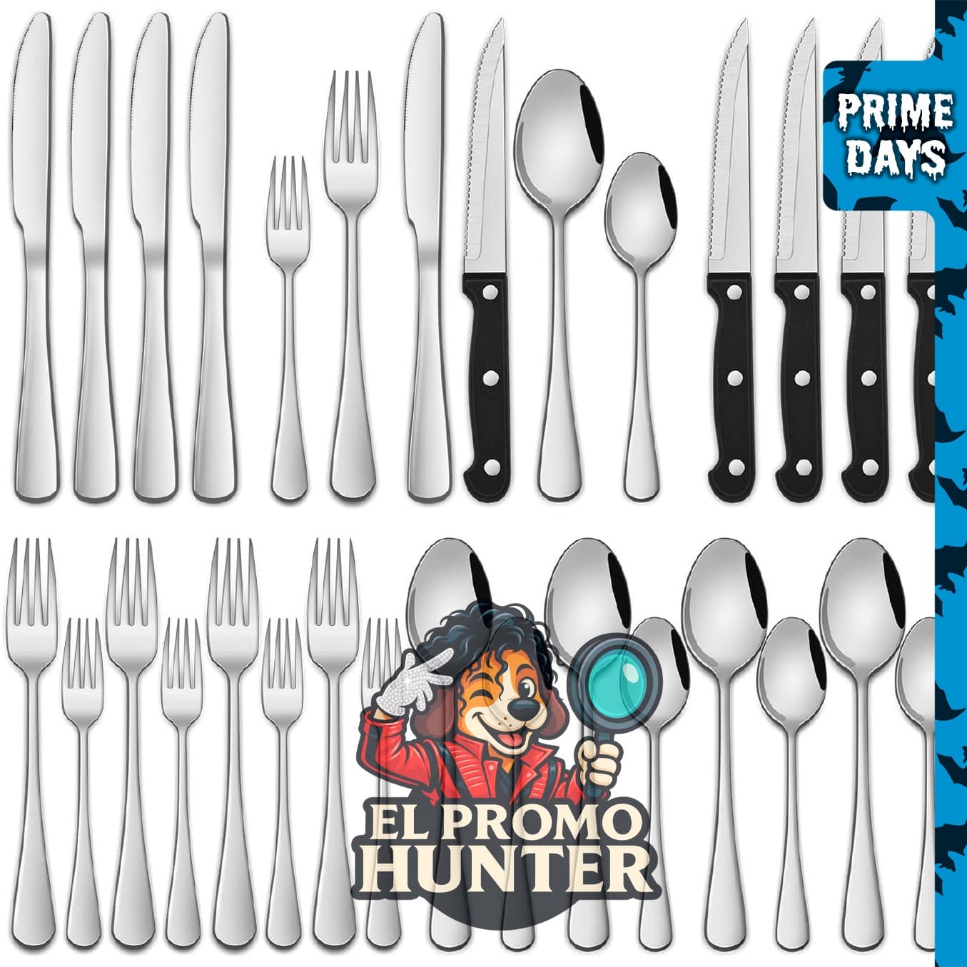 Set de cubiertos de 24 piezas para 4 personas, utensilios de cocina y comedor.