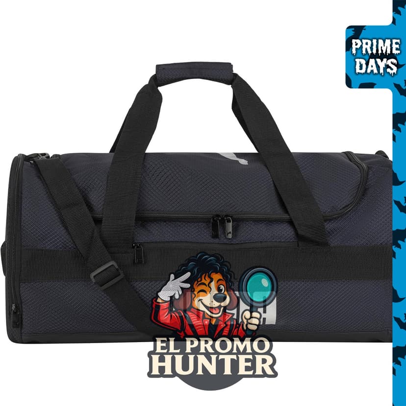 PUMA Demand Large Duffel, bolsa de viaje unisex con correa removible y logotipos HD.