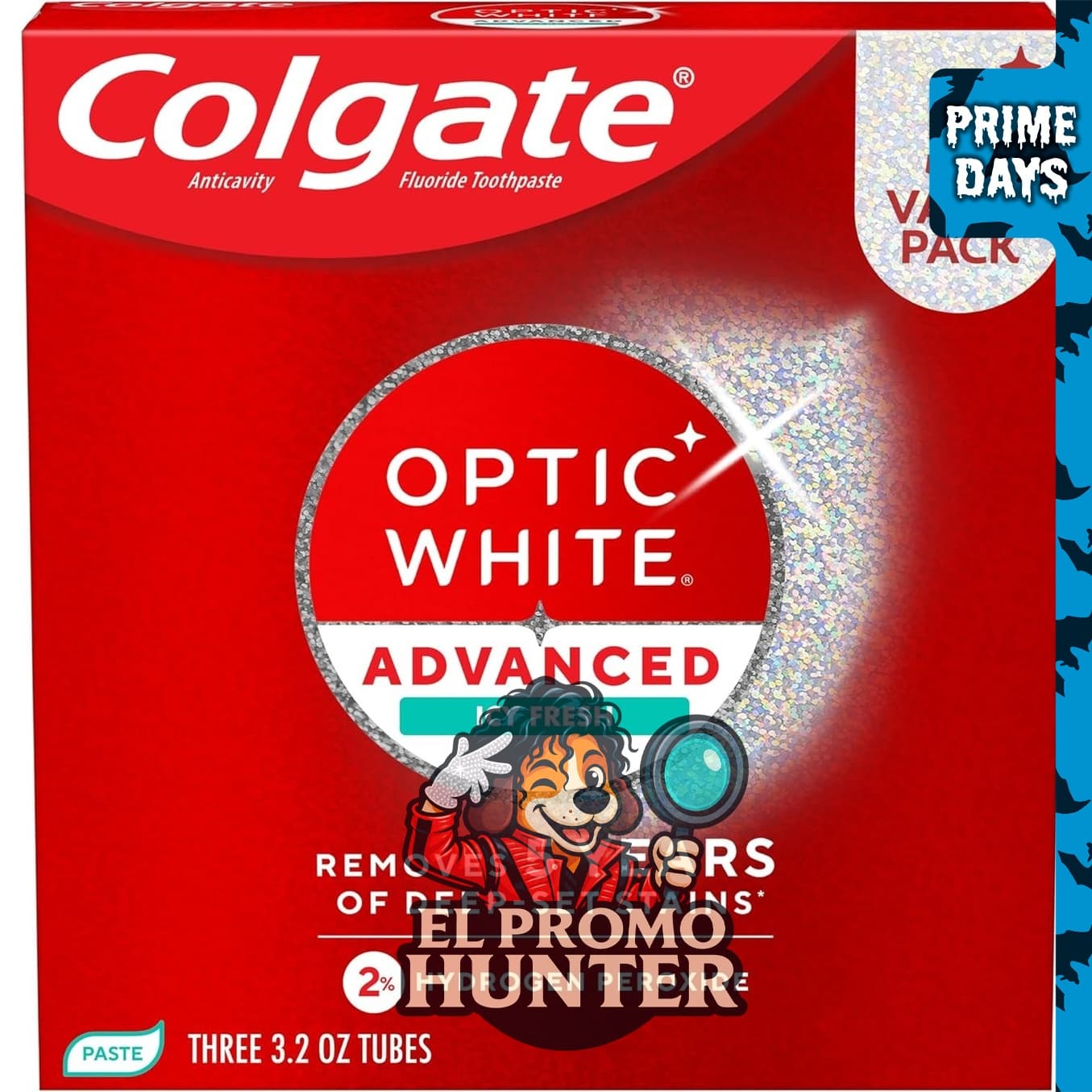 Colgate Optic White Advanced Pasta dental con peróxido de hidrógeno.