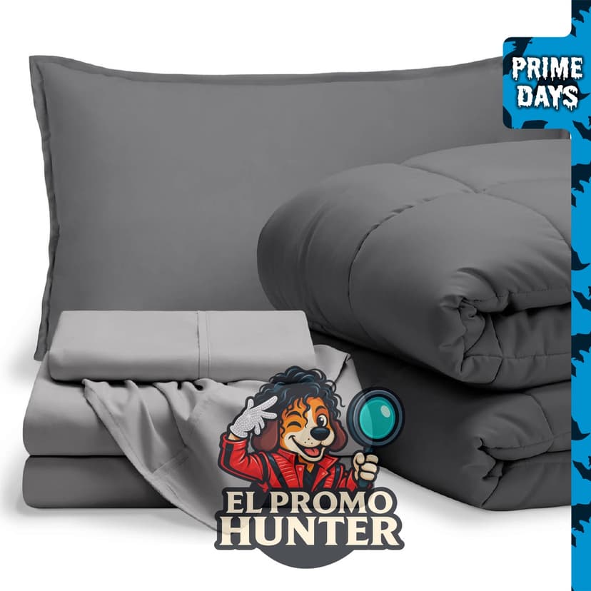 Bare Home Bed-in-A-Bag, juego de edredón y sábanas de 5 piezas, tamaño Twin XL, alternativa de plumón de ganso.